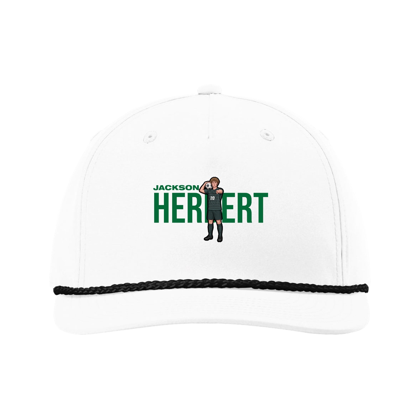 Five-Panel Classic Rope Cap — Player Name in White