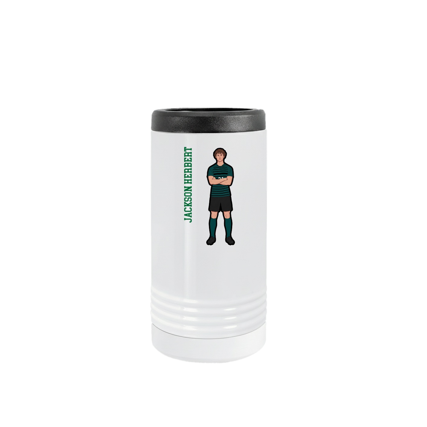 Slim Beverage Holder — Name Vertical in White