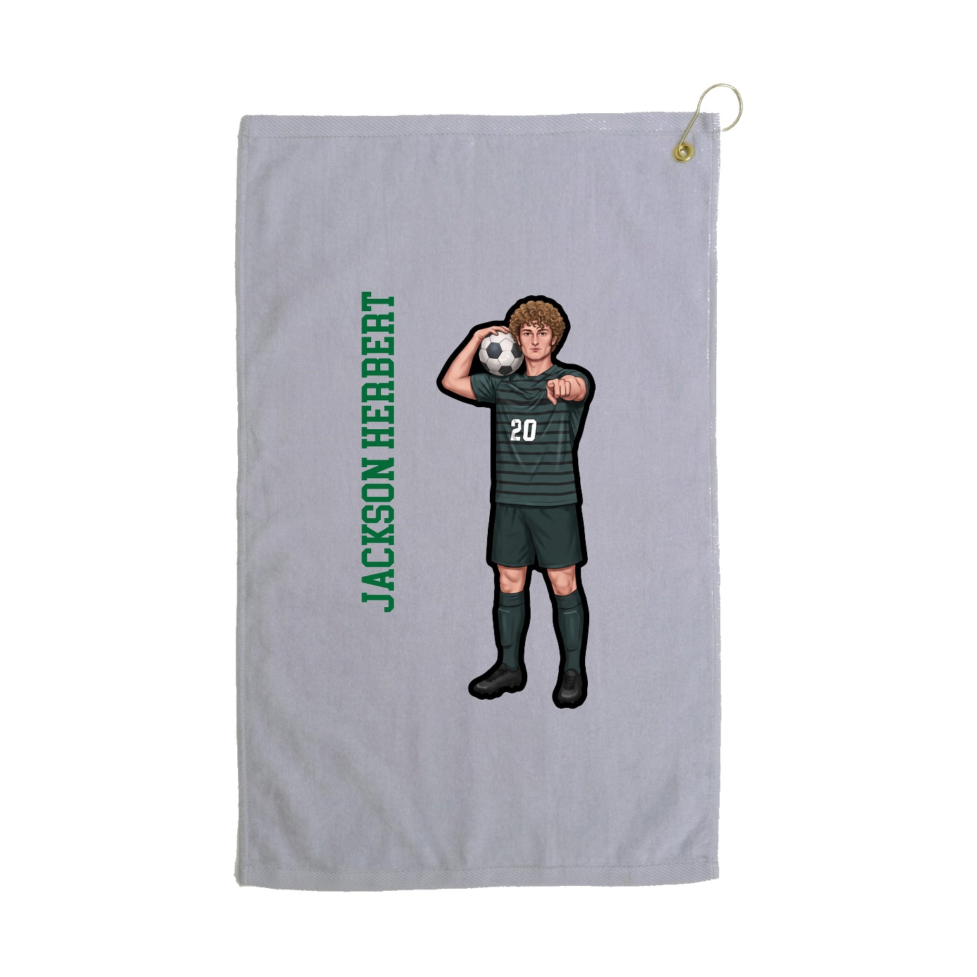 Golf Towel — Name Vertical in Grey