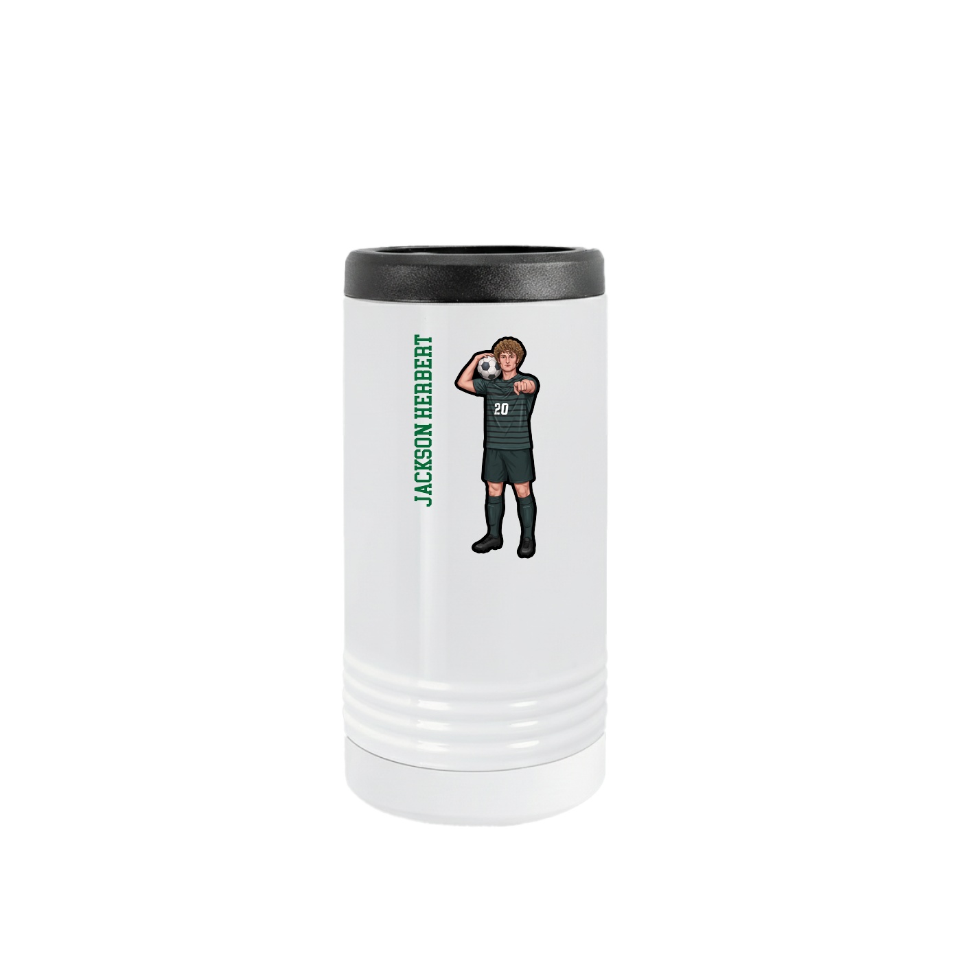Slim Beverage Holder — Name Vertical in White