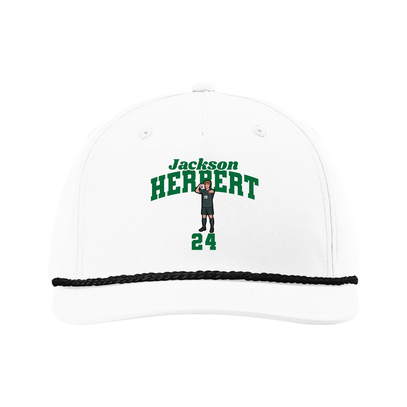 Five-Panel Classic Rope Cap — Signature Arch in White