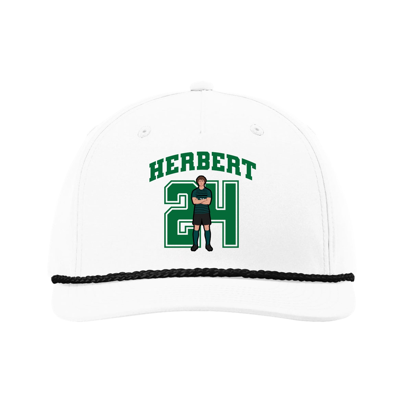 Five-Panel Classic Rope Cap — Number in White