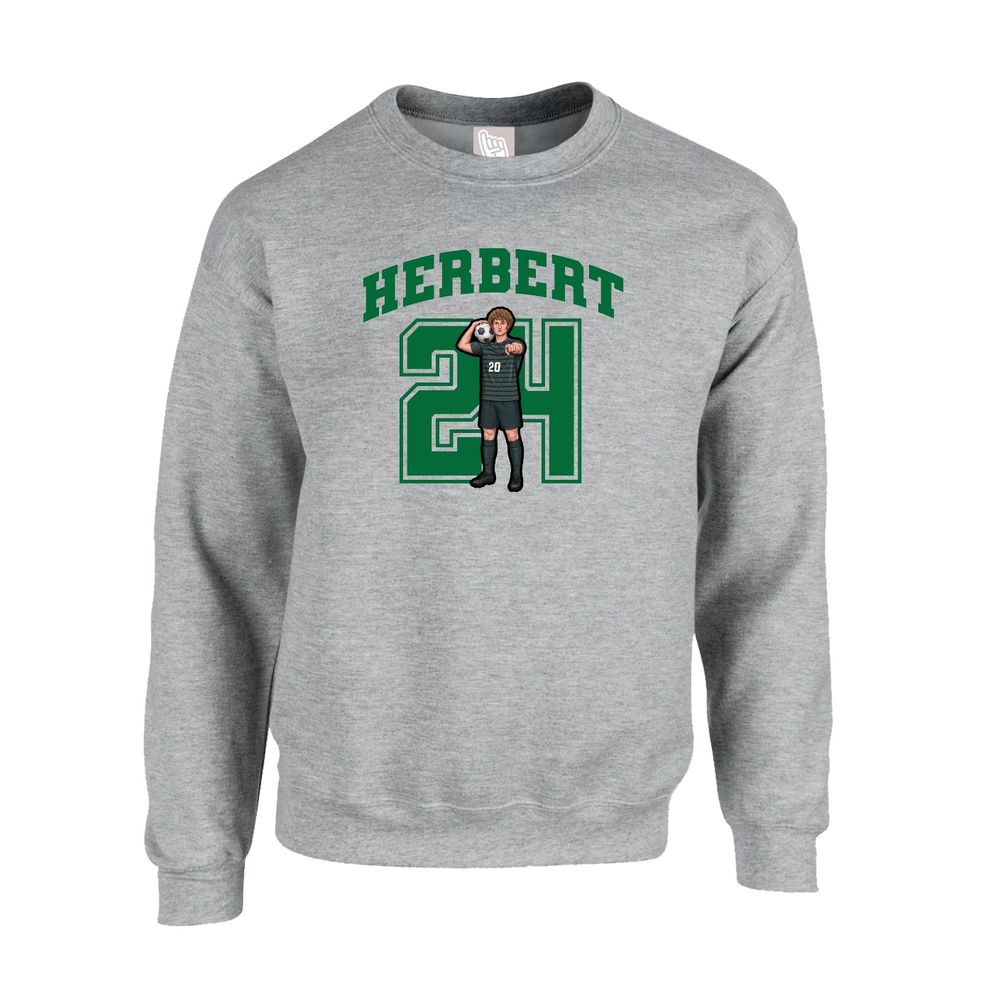 Fleece Crew — Number in Grey