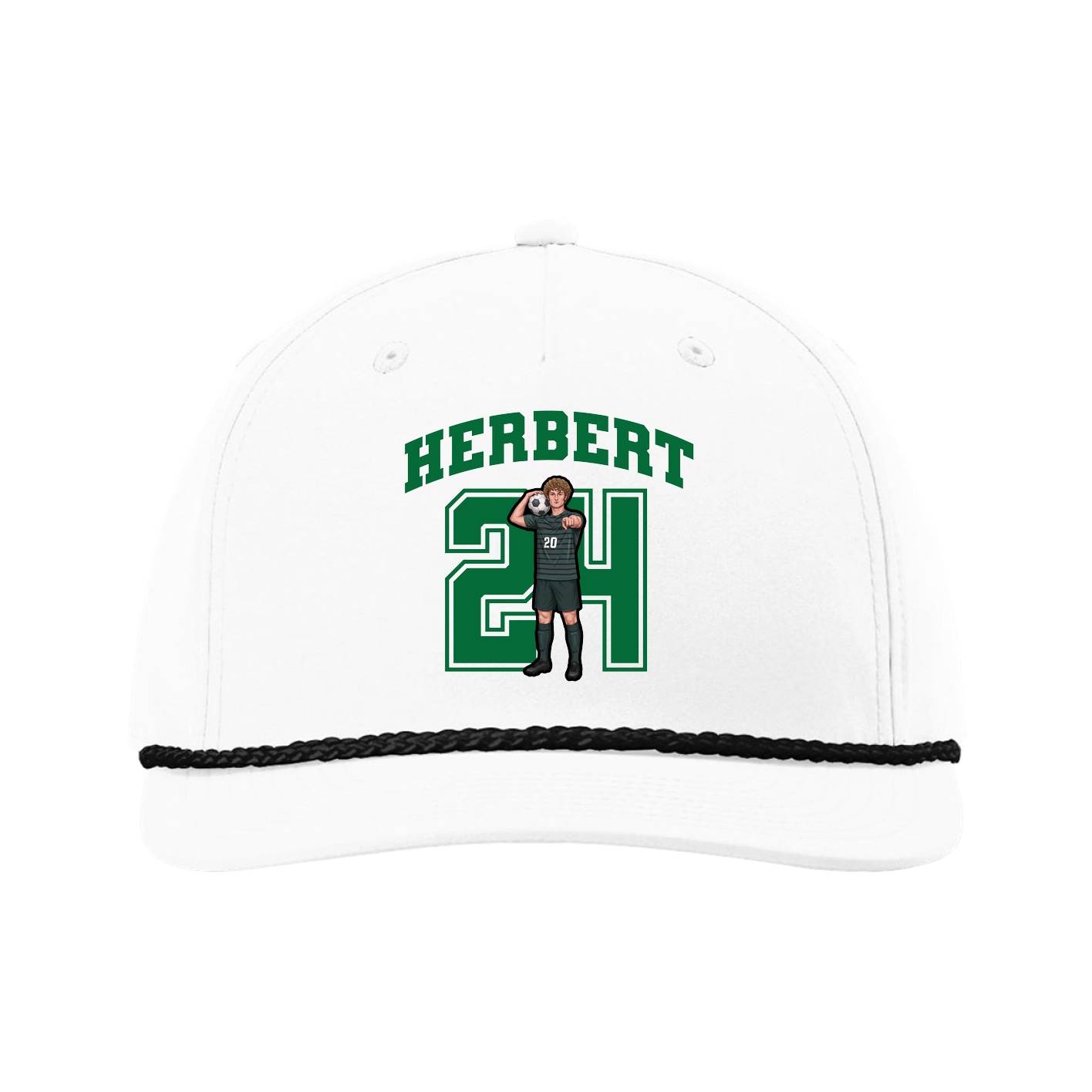 Five-Panel Classic Rope Cap — Number in White