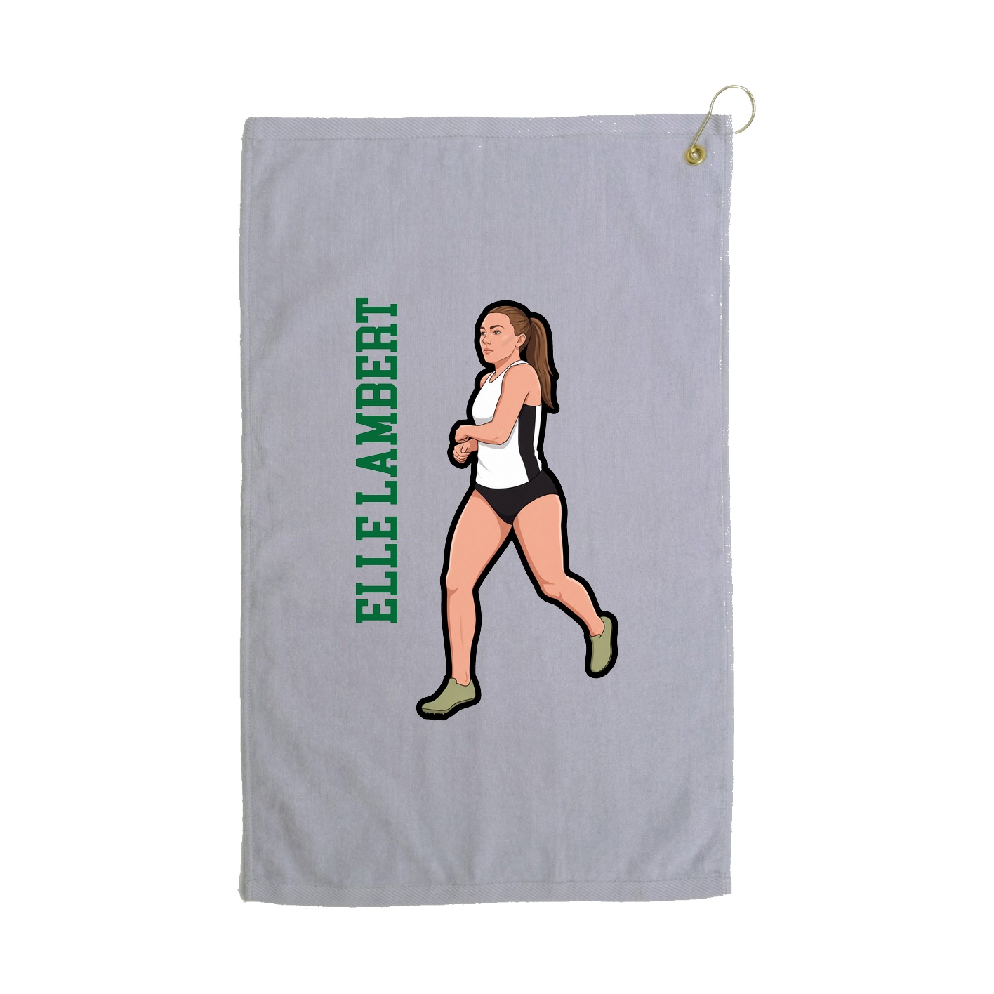 Golf Towel — Name Vertical in Grey