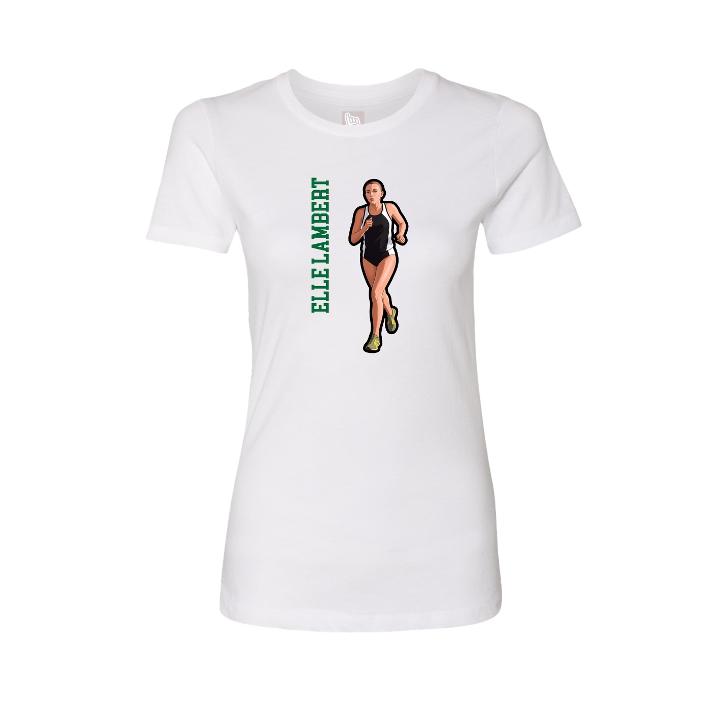 Fitted Women's Tee — Name Vertical in White