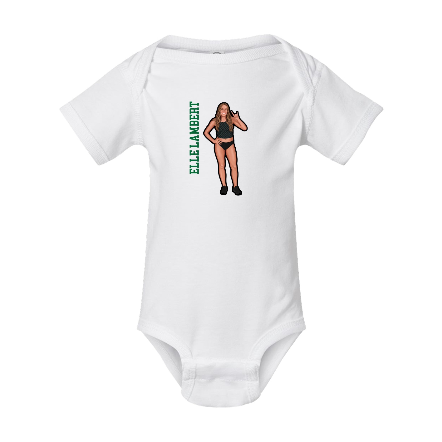 Baby Onesie — Name Vertical in White