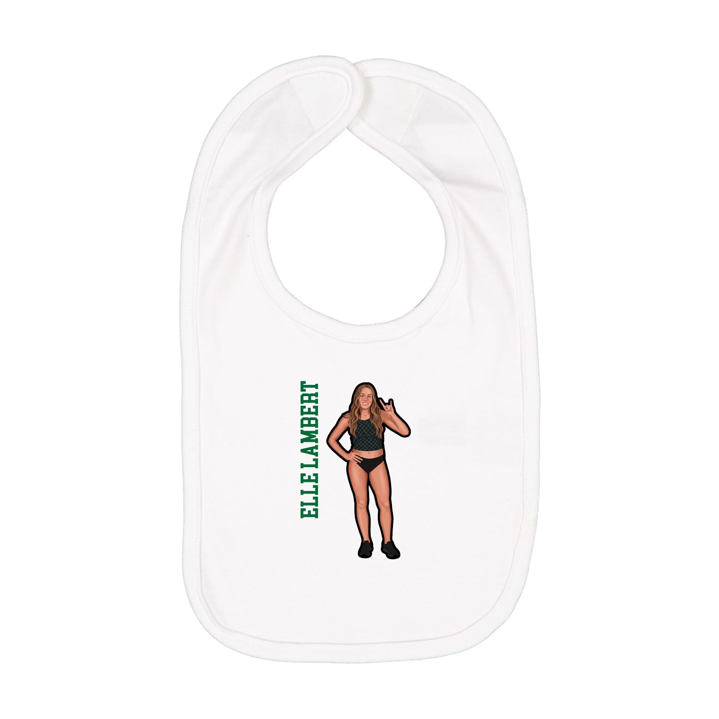 Infant Bib — Name Vertical in White