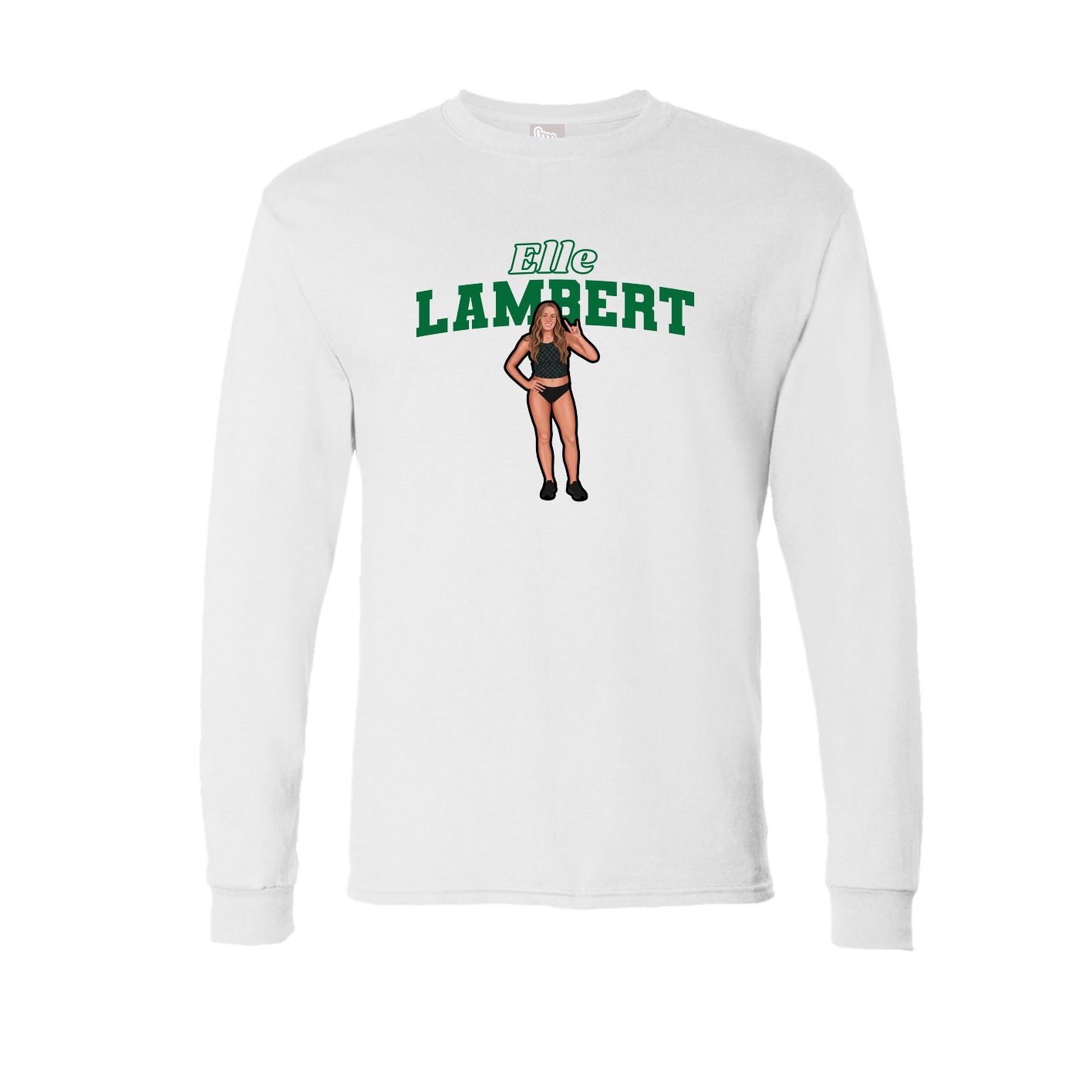 Long Sleeve Tee — Name Arch in White