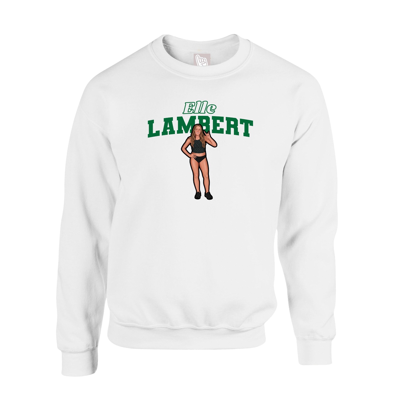 Fleece Crew — Name Arch in White