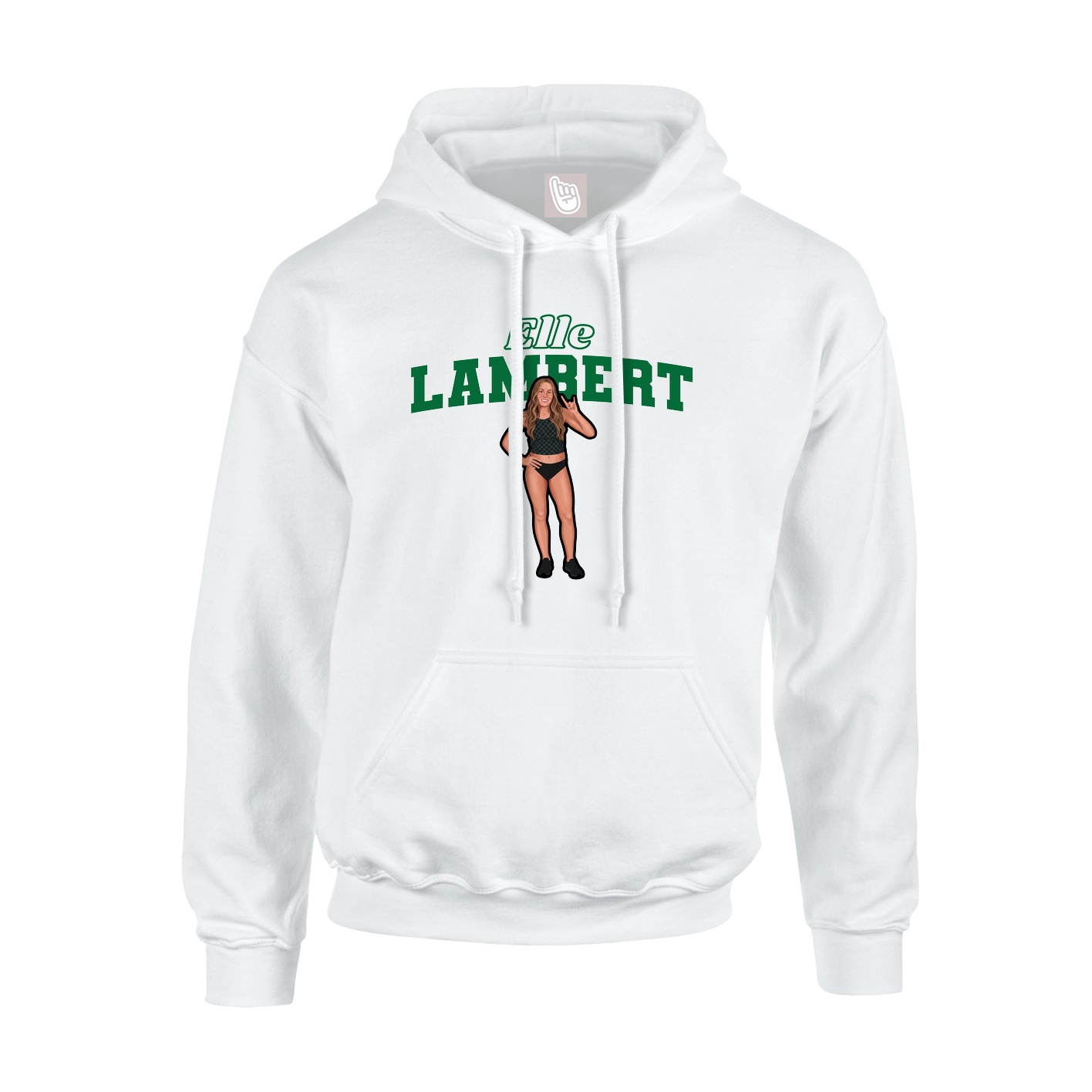 Youth Hoodie — Name Arch in White