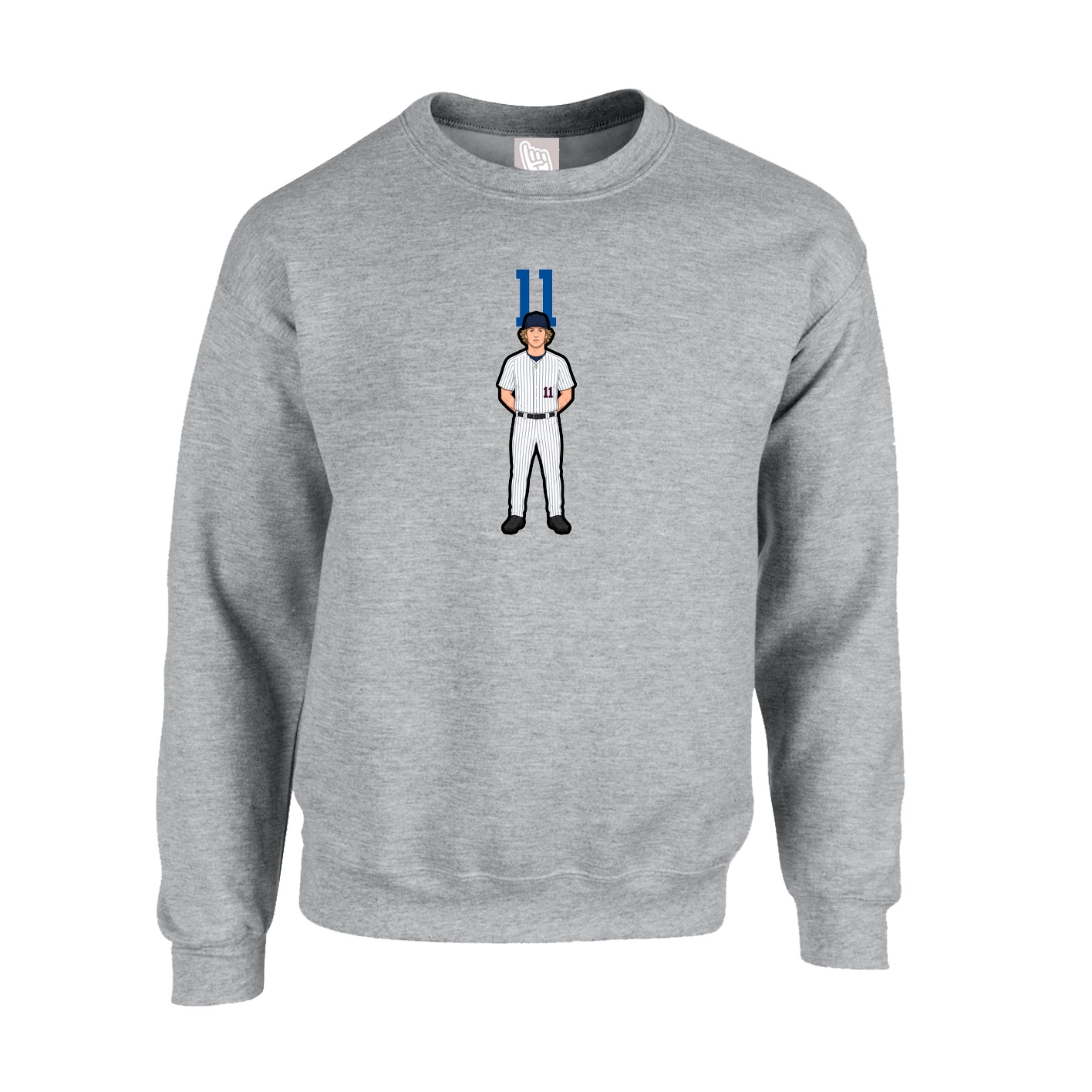 Fleece Crew — Number Top in Grey