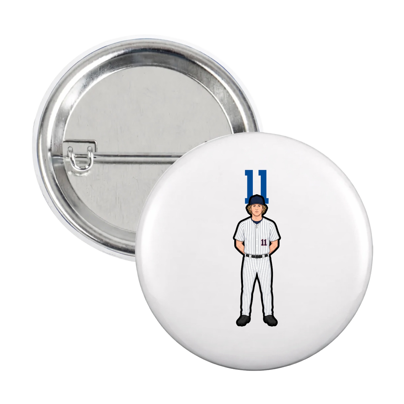 Game Day Button — Number Top in White