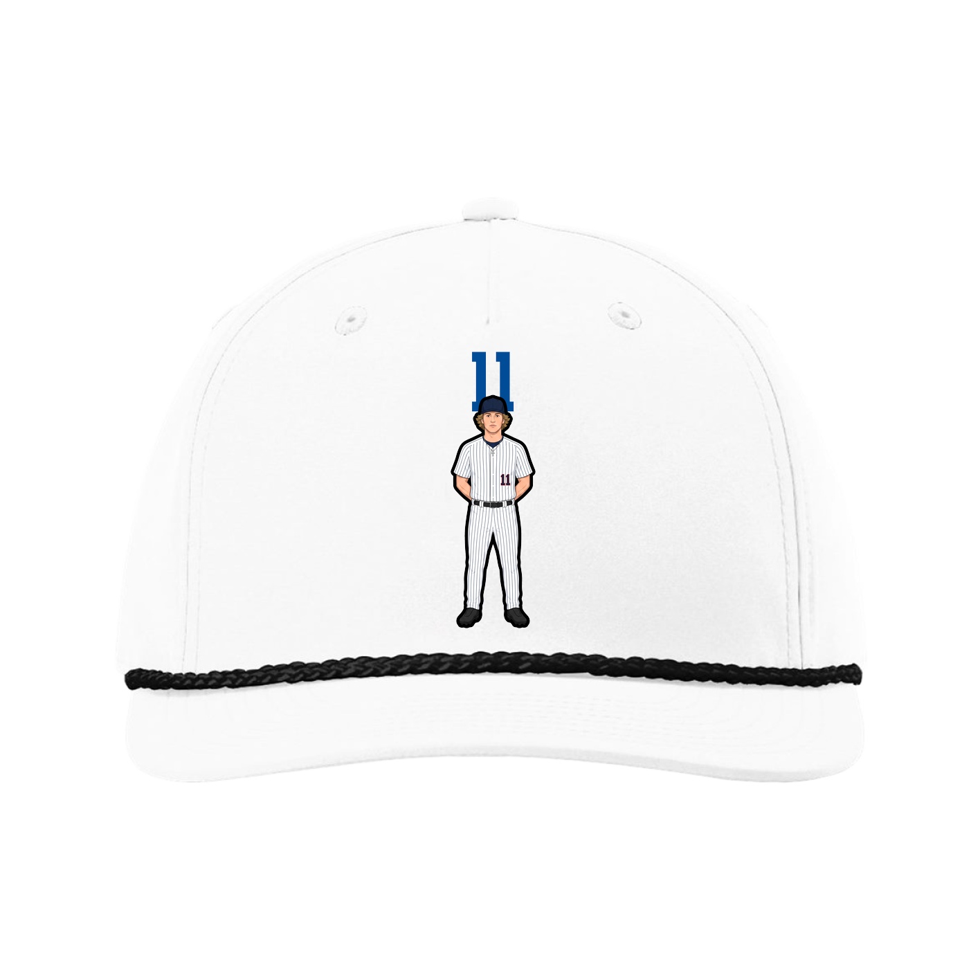 Five-Panel Classic Rope Cap — Number Top in White