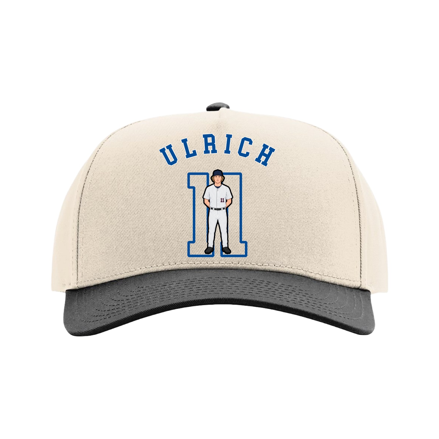 Full Fabric Five-Panel Champ Cap — Shirsey Arch in Cream/Black