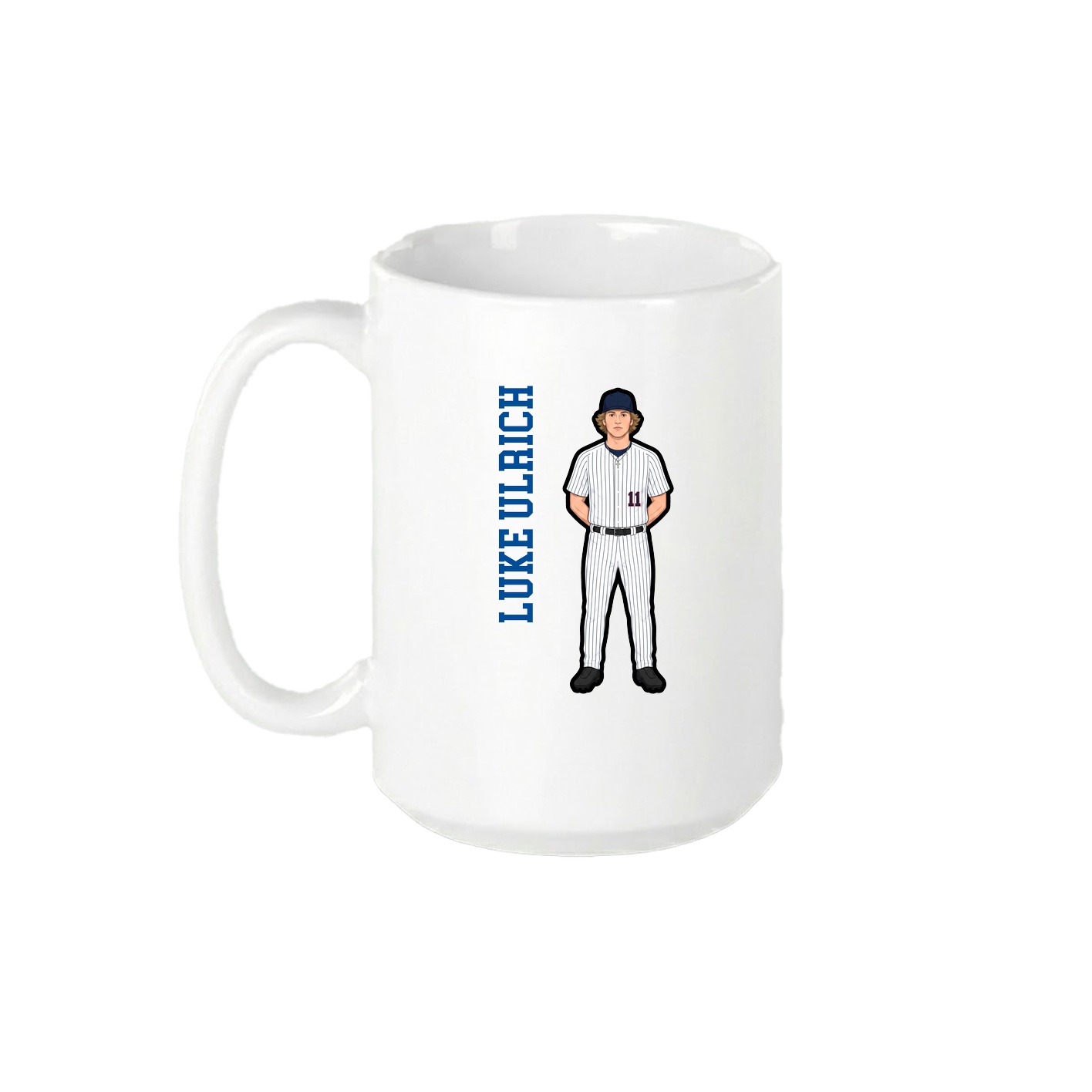 15oz Coffee Mug — Name Vertical in White