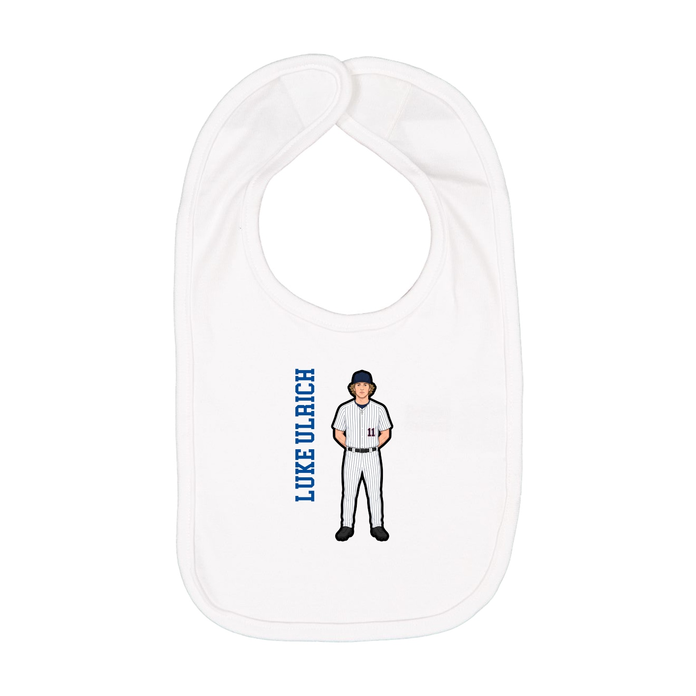 Infant Bib — Name Vertical in White