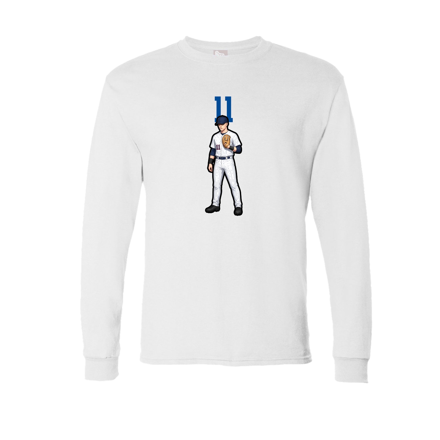 Long Sleeve Tee — Number Top in White