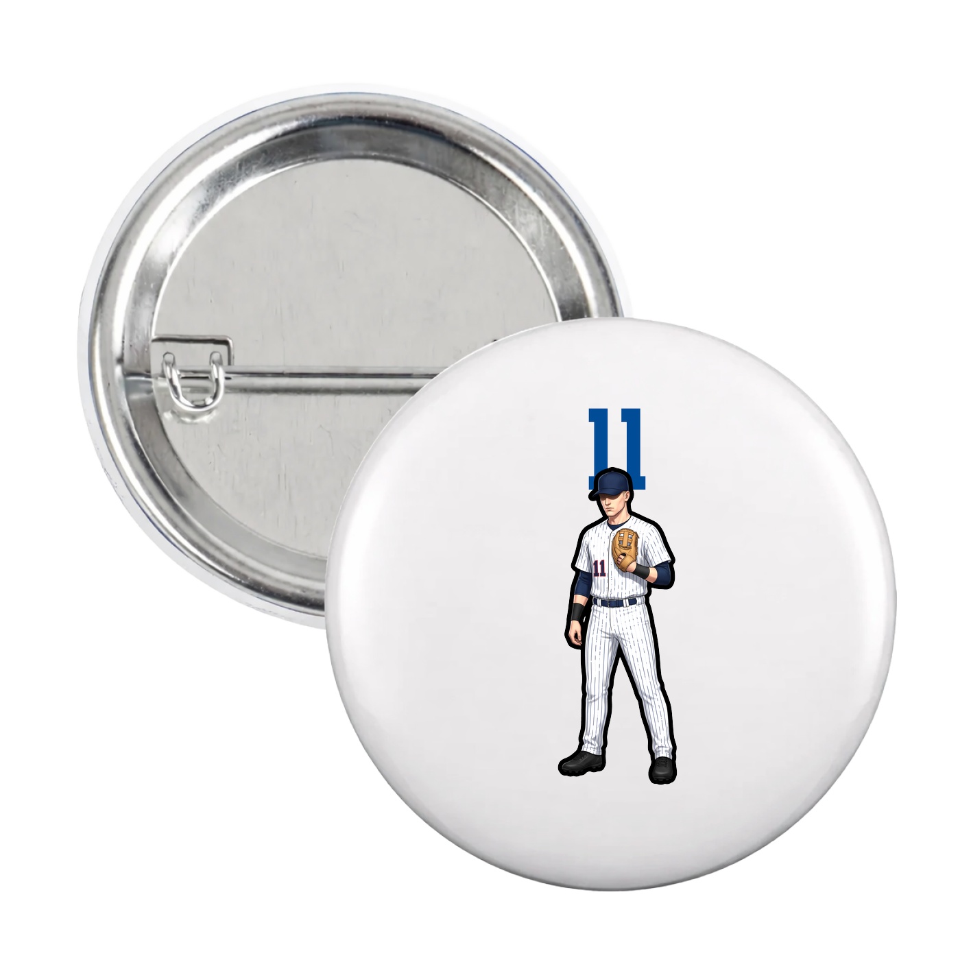 Game Day Button — Number Top in White