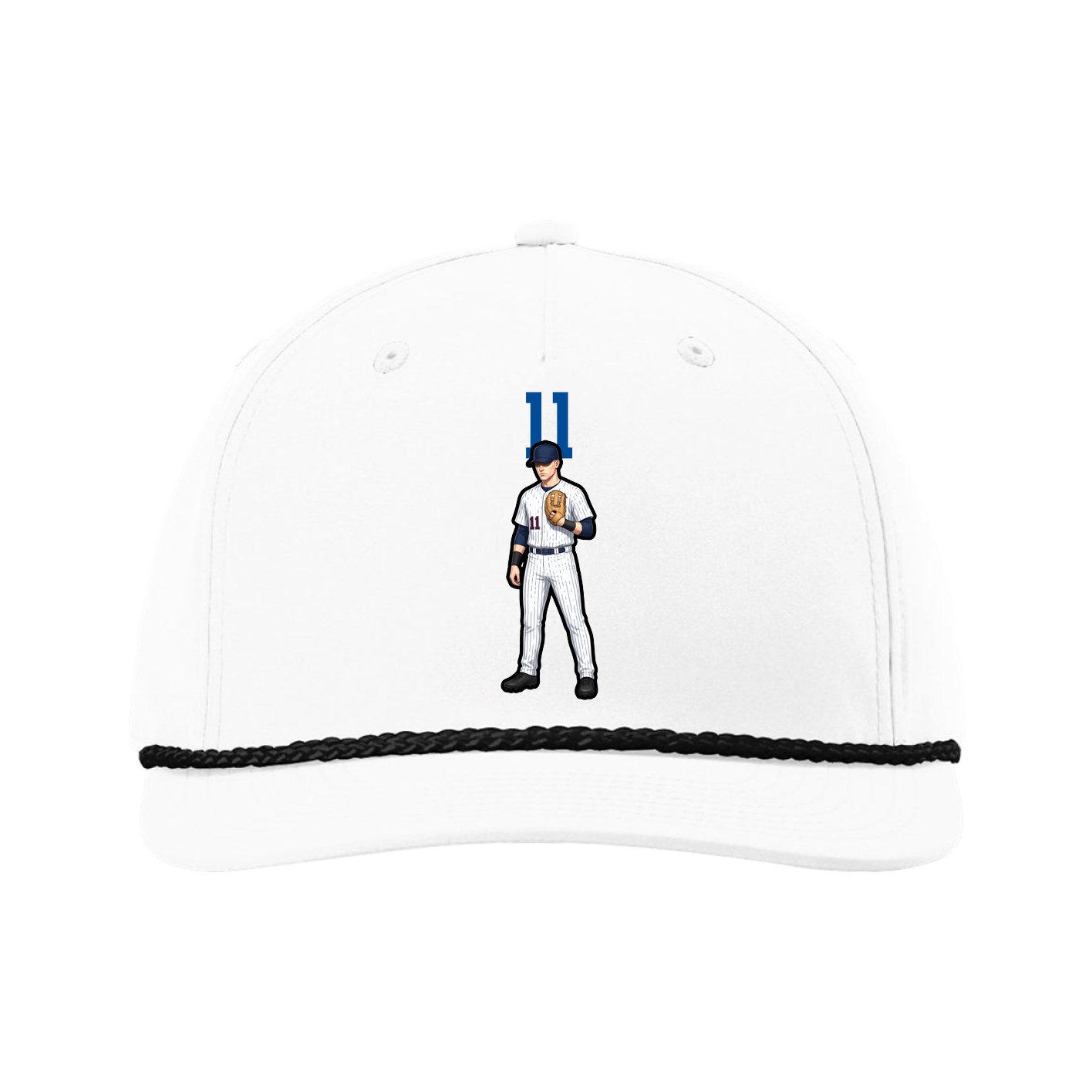 Five-Panel Classic Rope Cap — Number Top in White