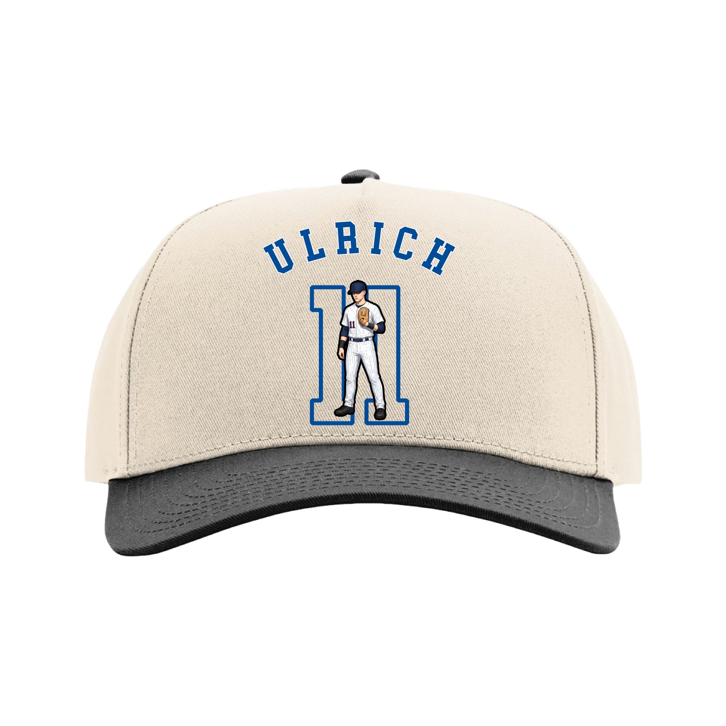 Full Fabric Five-Panel Champ Cap — Shirsey Arch in Cream/Black