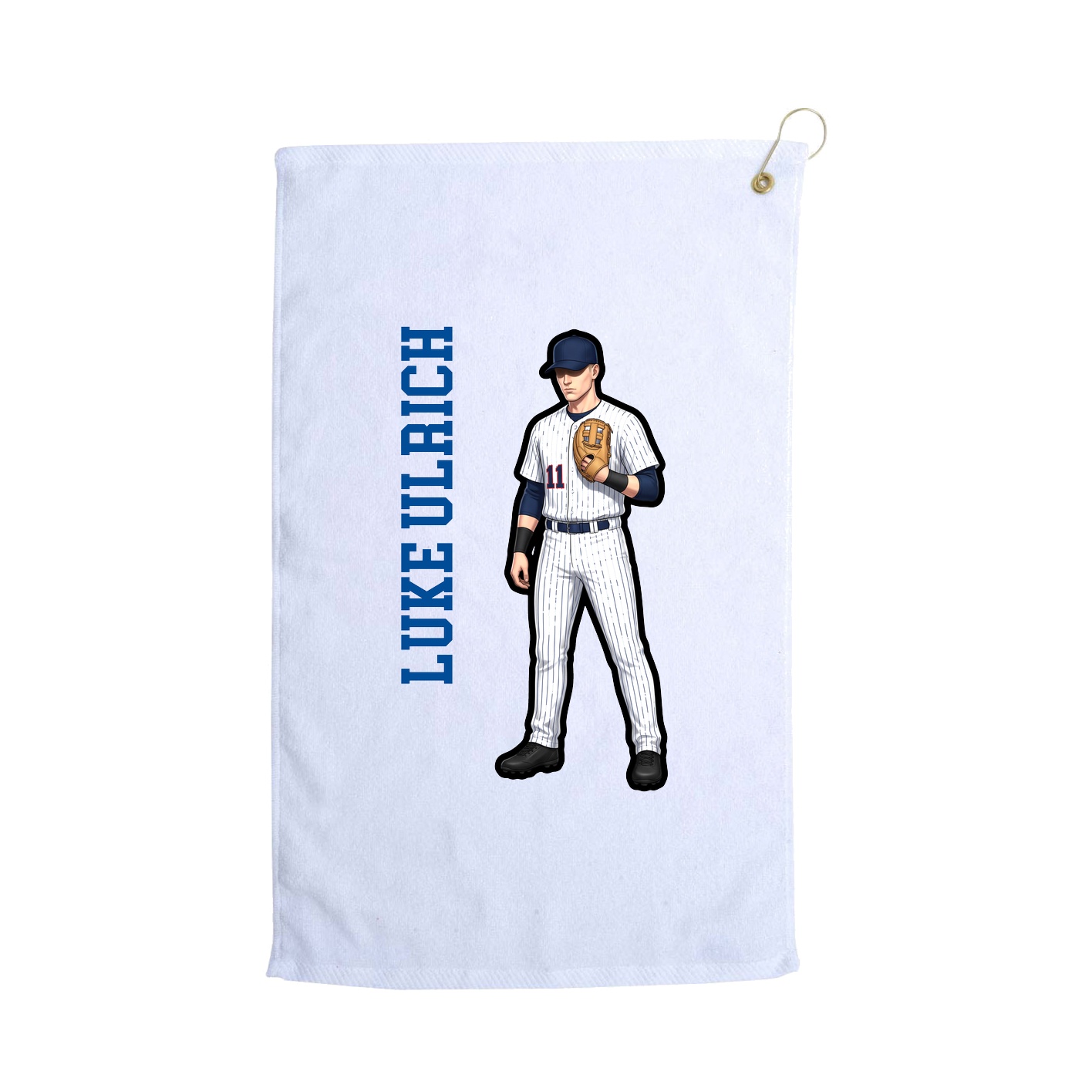 Golf Towel — Name Vertical in White