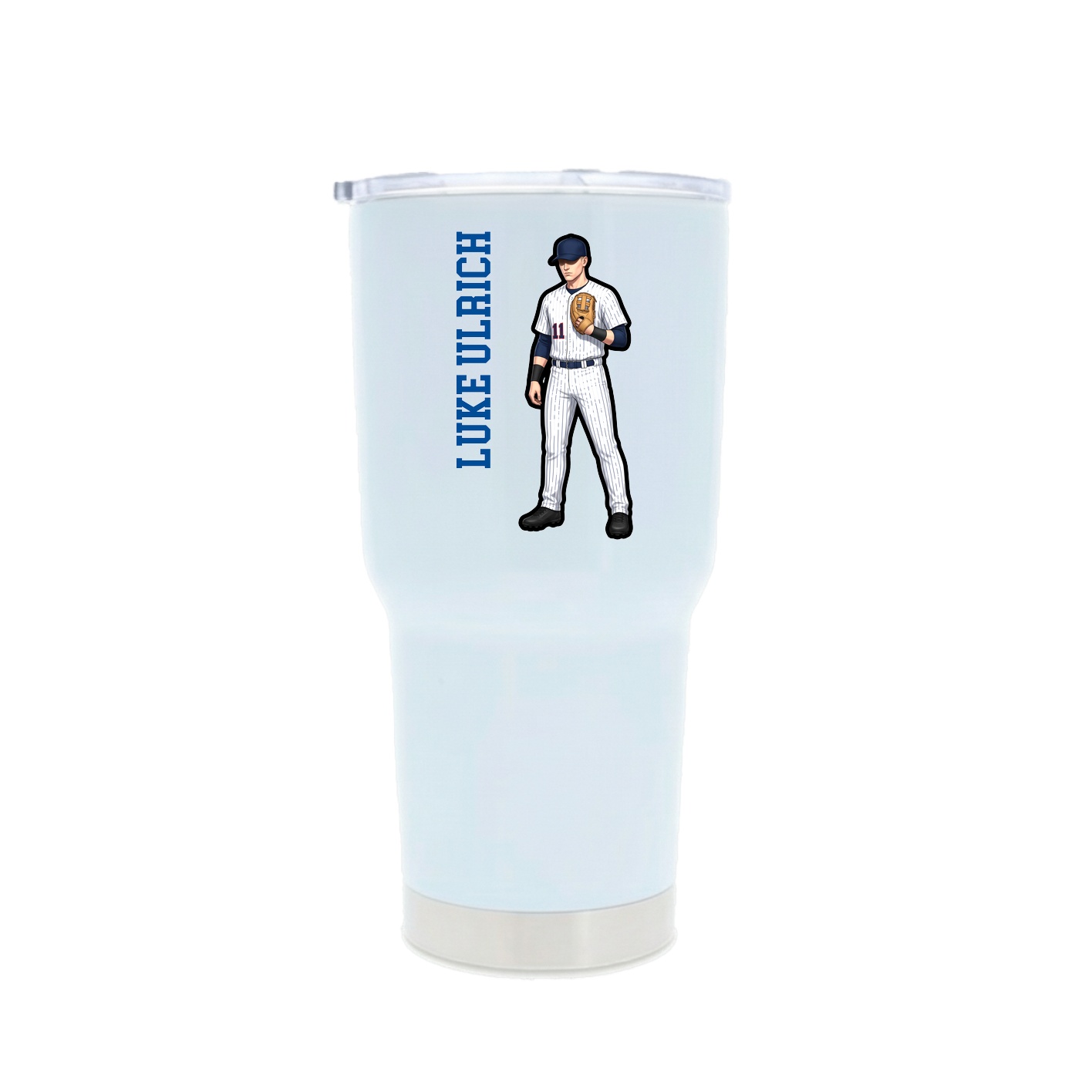 30oz Stainless Steel Tumbler — Name Vertical in White