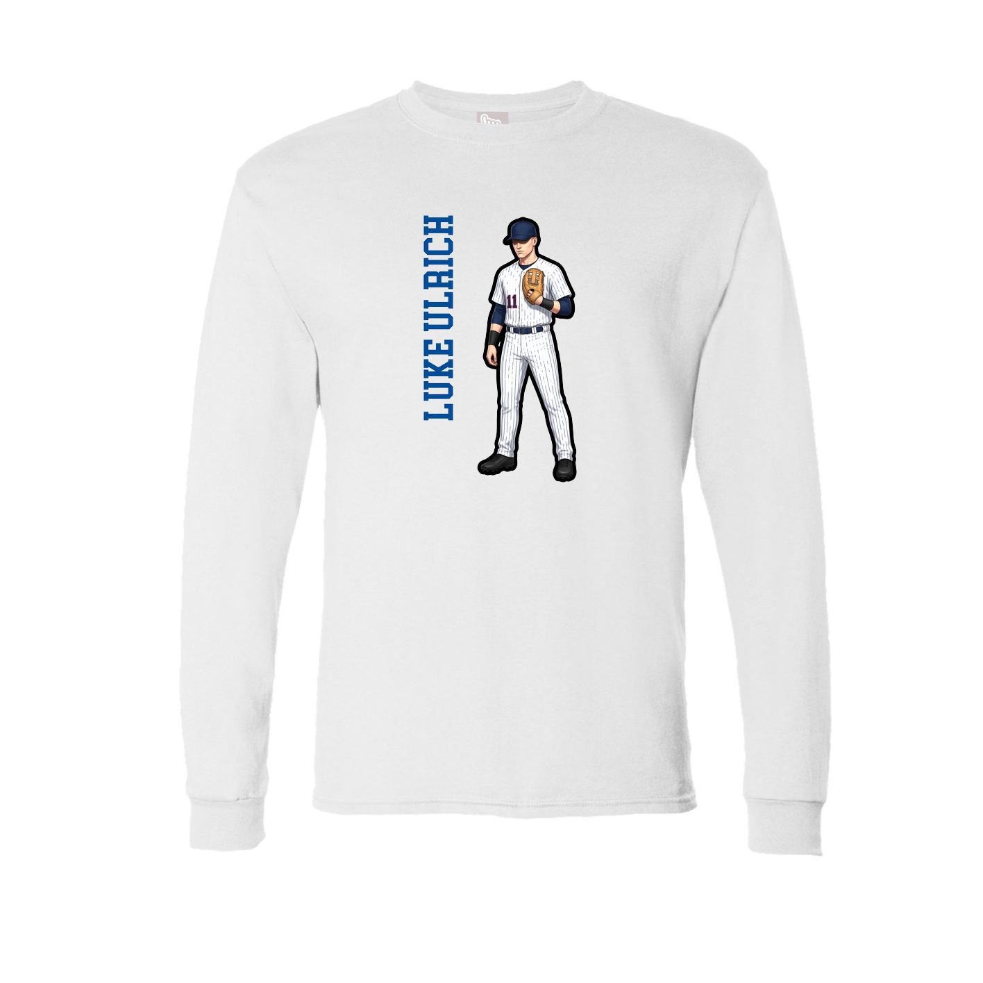 Long Sleeve Tee — Name Vertical in White