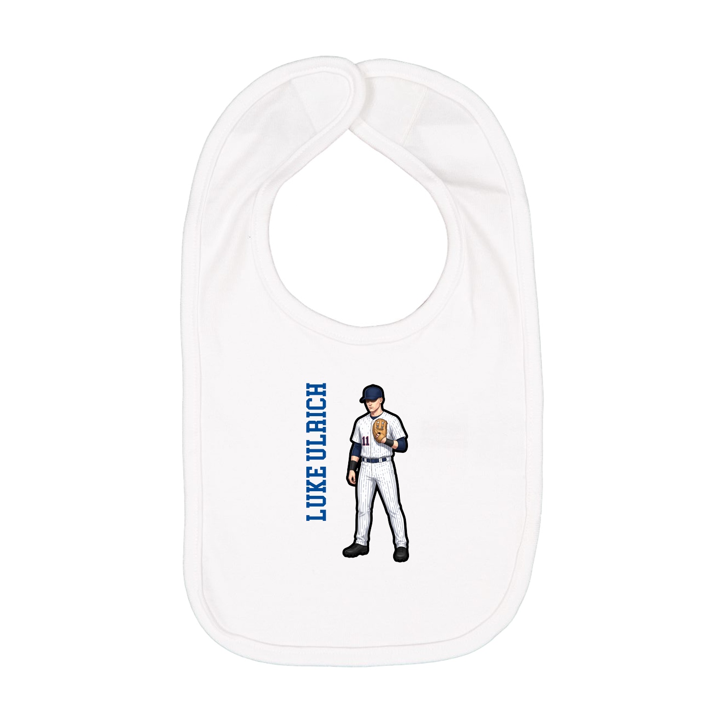 Infant Bib — Name Vertical in White