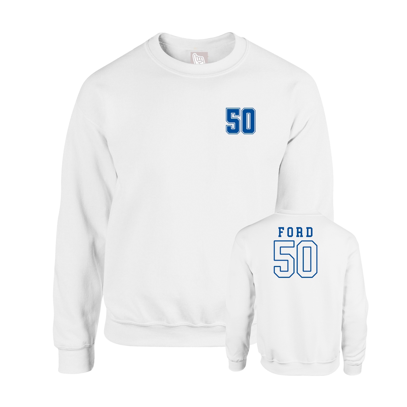 Fleece Crew — Chest Back in White