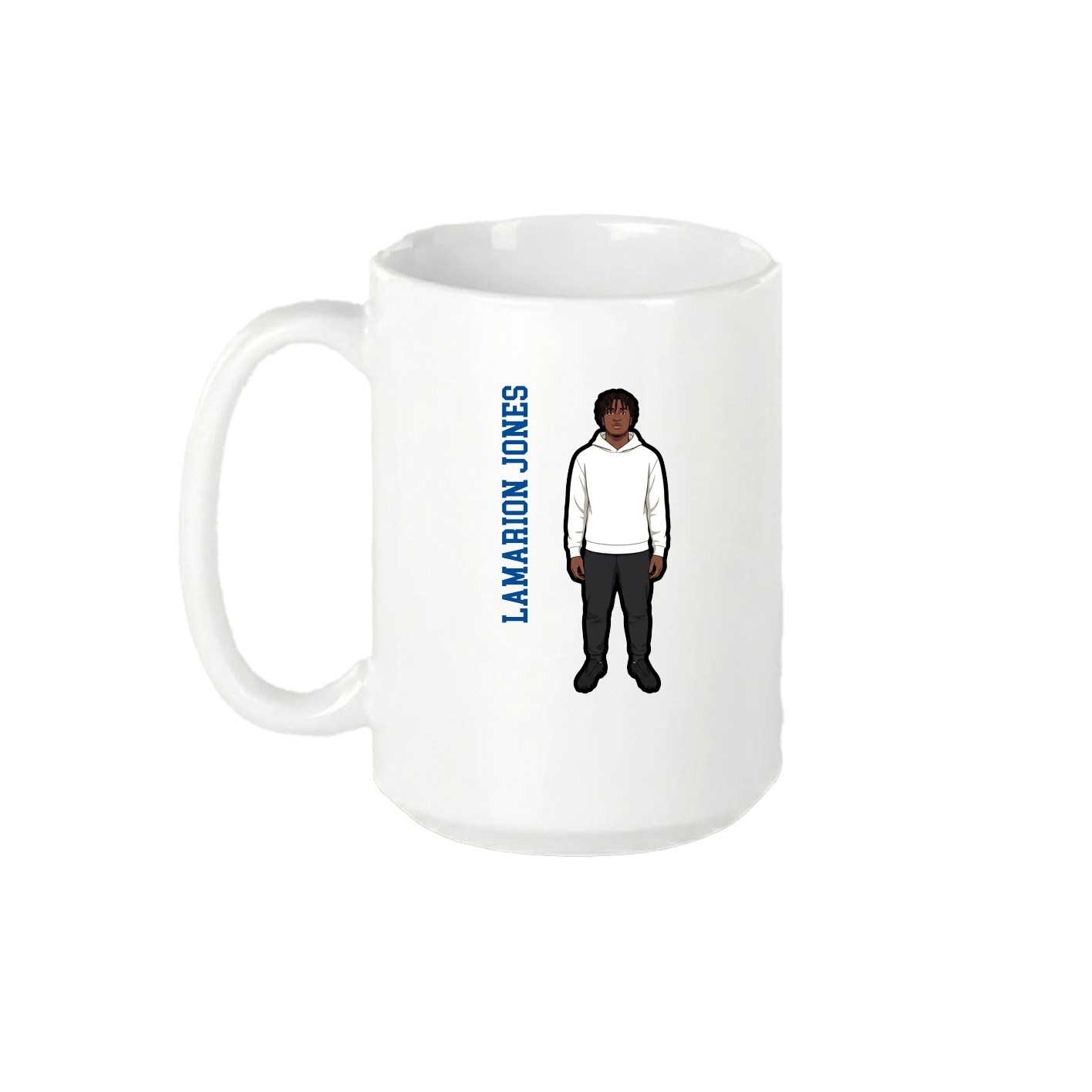 15oz Coffee Mug — Name Vertical in White