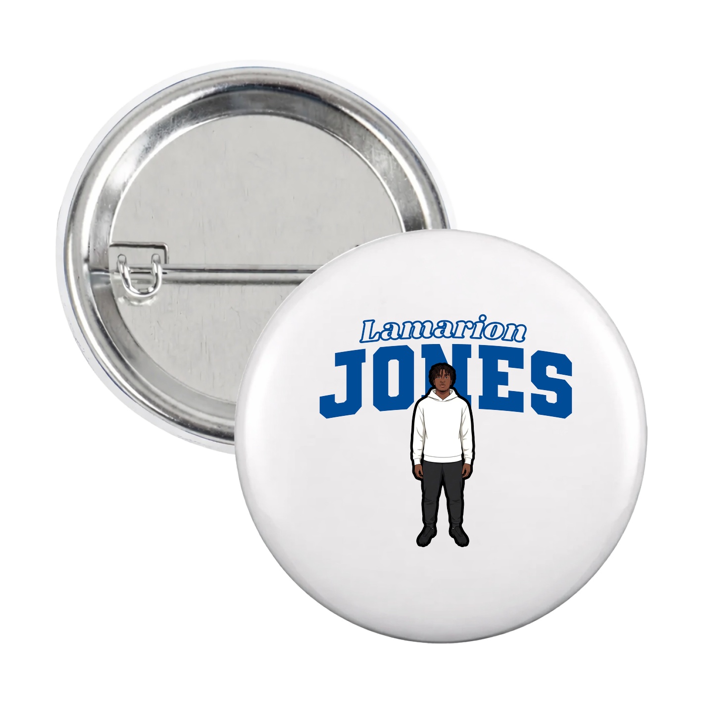 Game Day Button — Name Arch in White