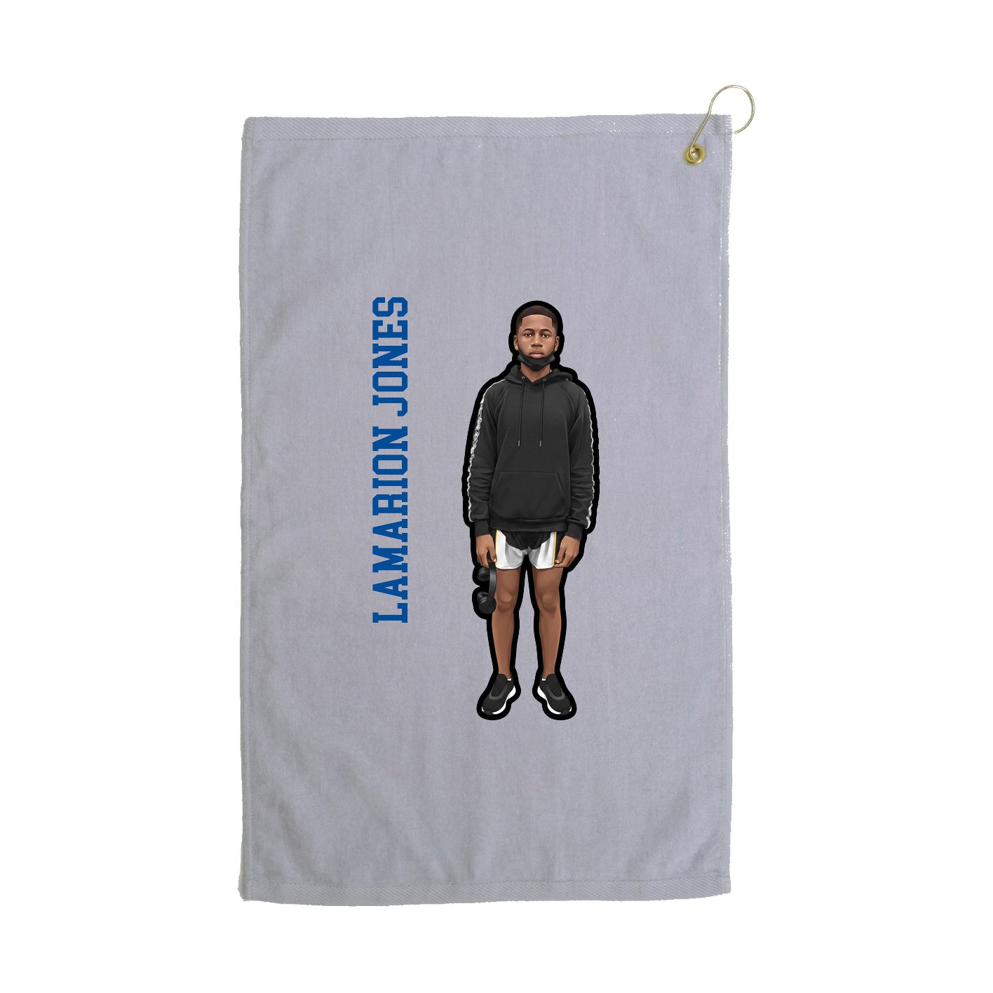 Golf Towel — Name Vertical in Grey