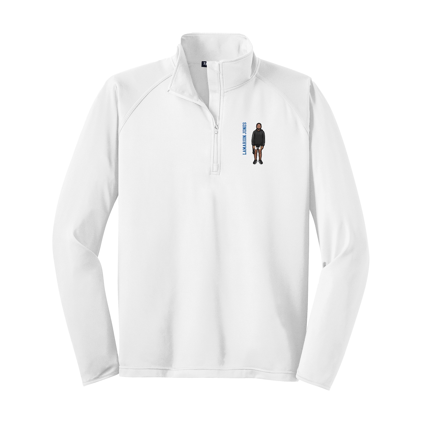 Q-Zip Pullover — Name Vertical in White