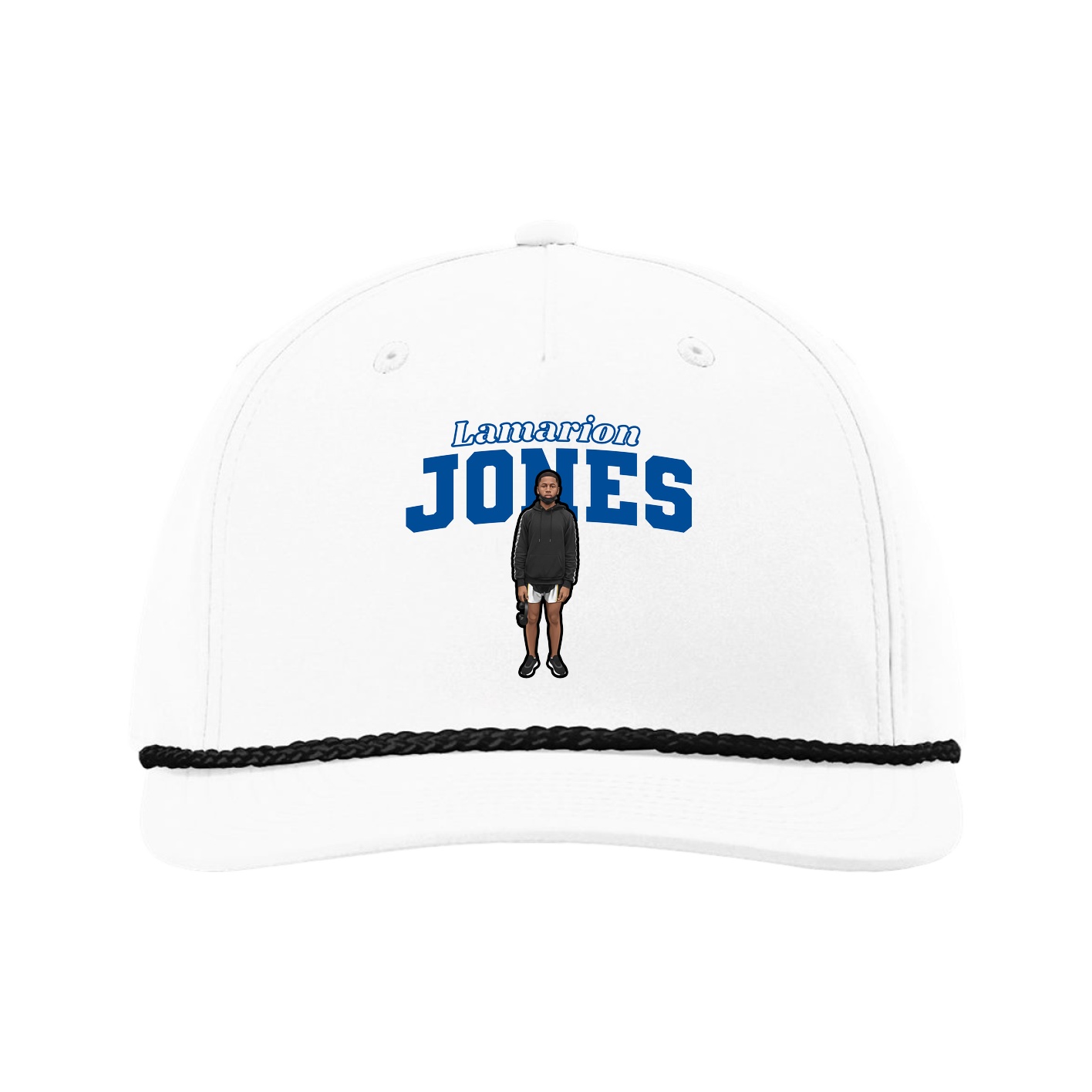 Five-Panel Classic Rope Cap — Name Arch in White