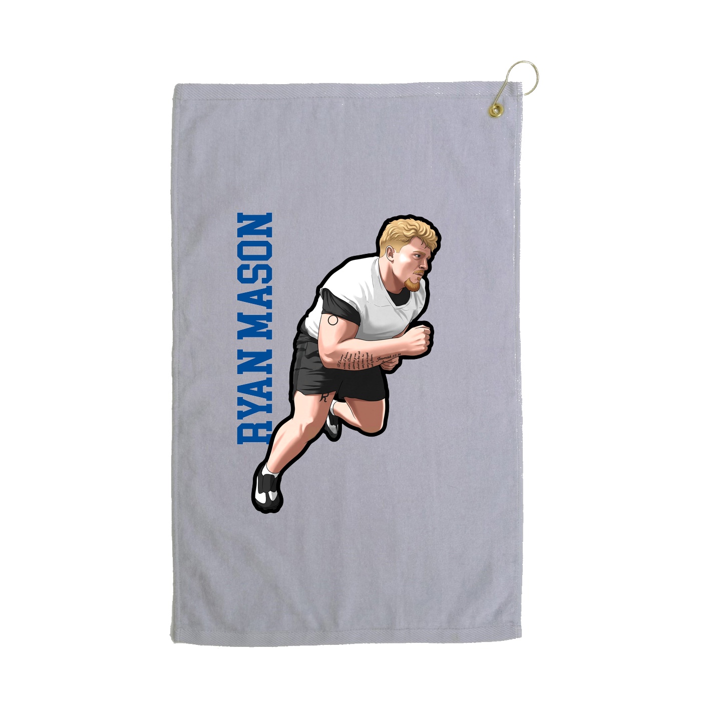 Golf Towel — Name Vertical in Grey