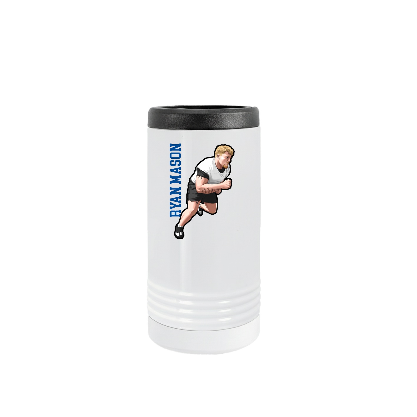 Slim Beverage Holder — Name Vertical in White