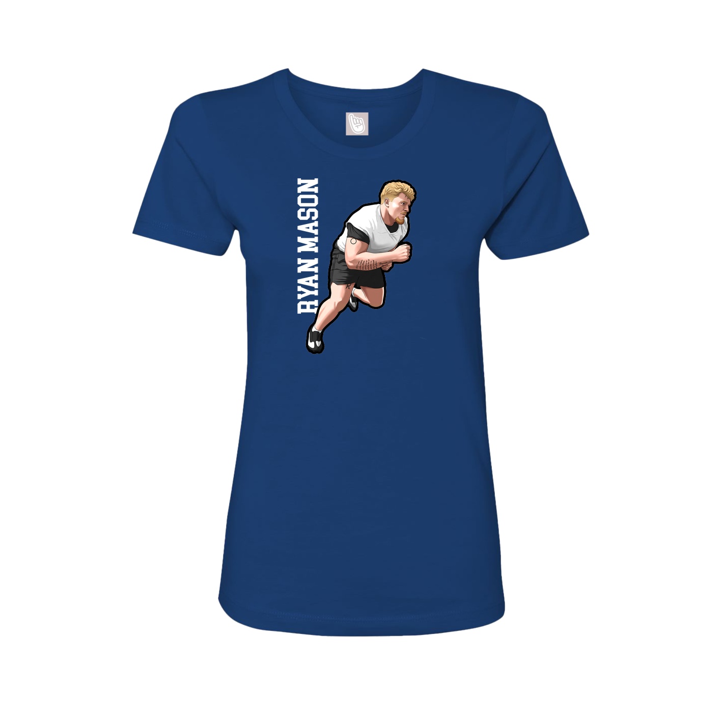 Fitted Women's Tee — Name Vertical in Royal