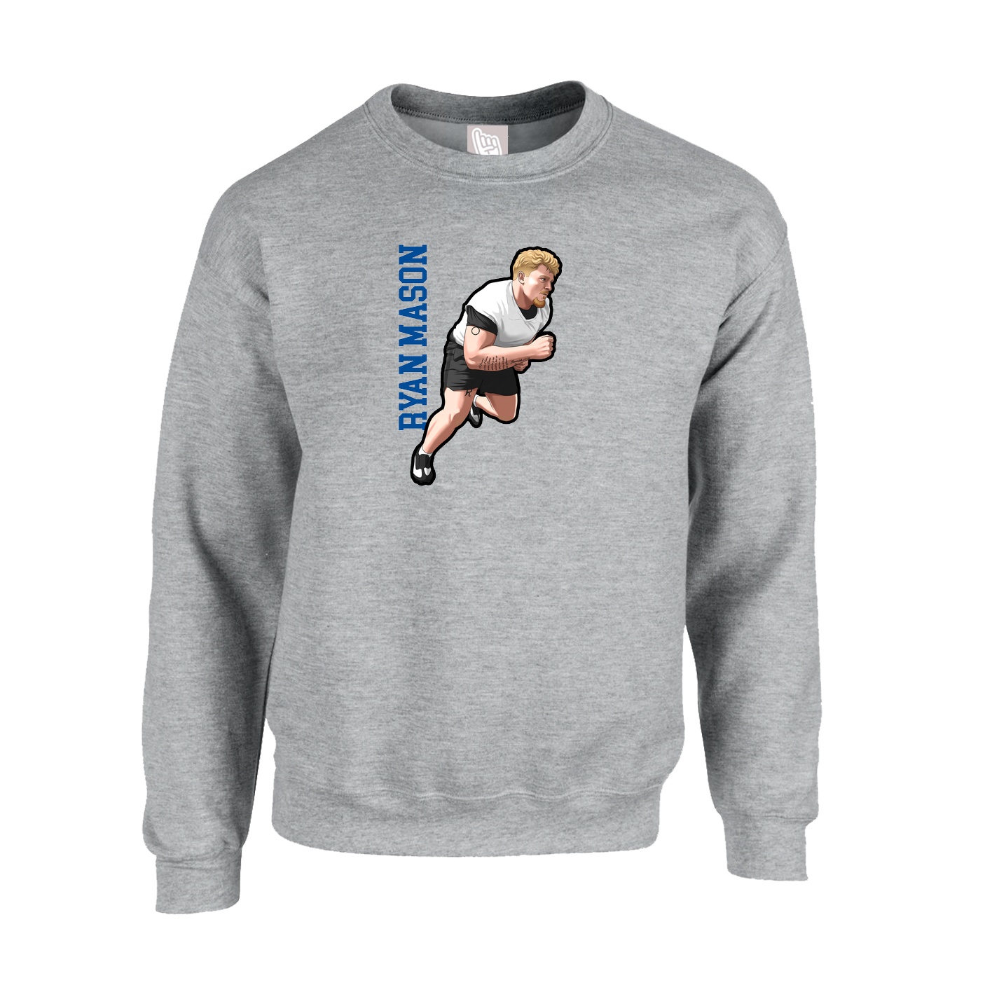 Fleece Crew — Name Vertical in Grey