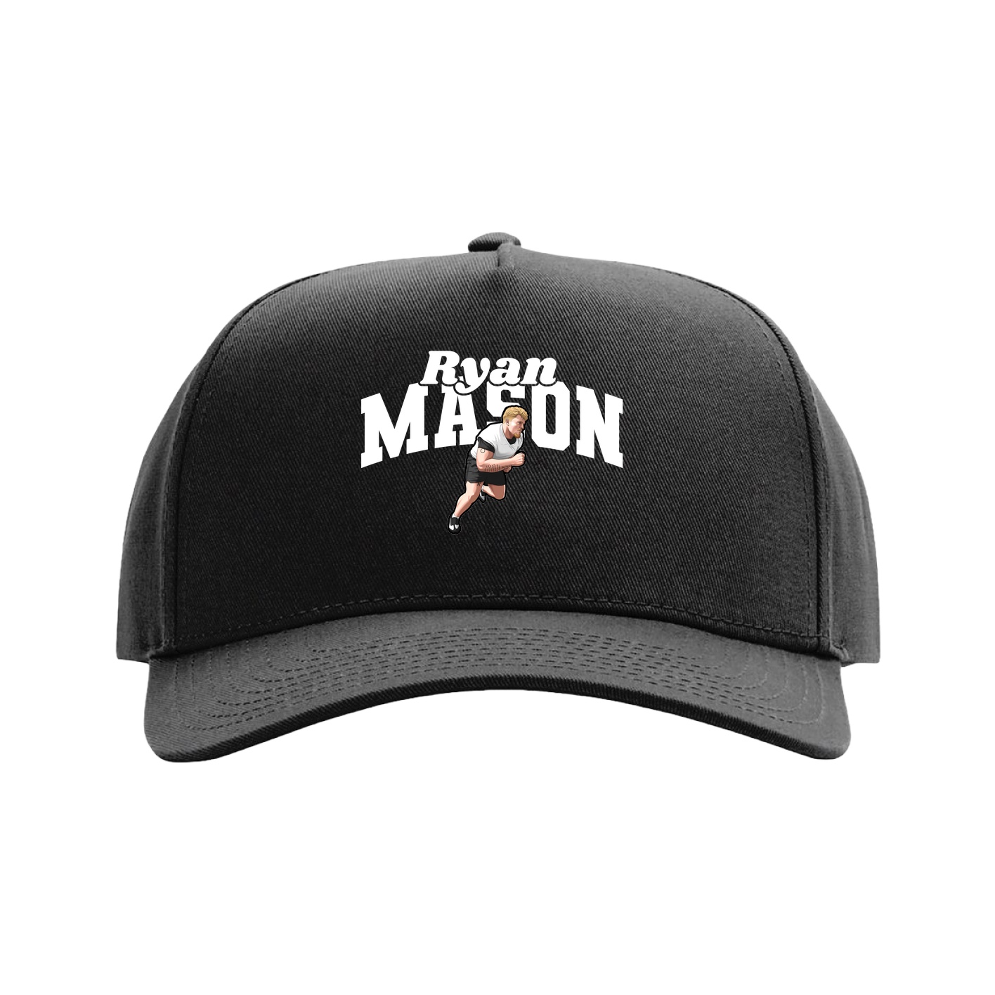 Full Fabric Five-Panel Champ Cap — Signature Arch in Black