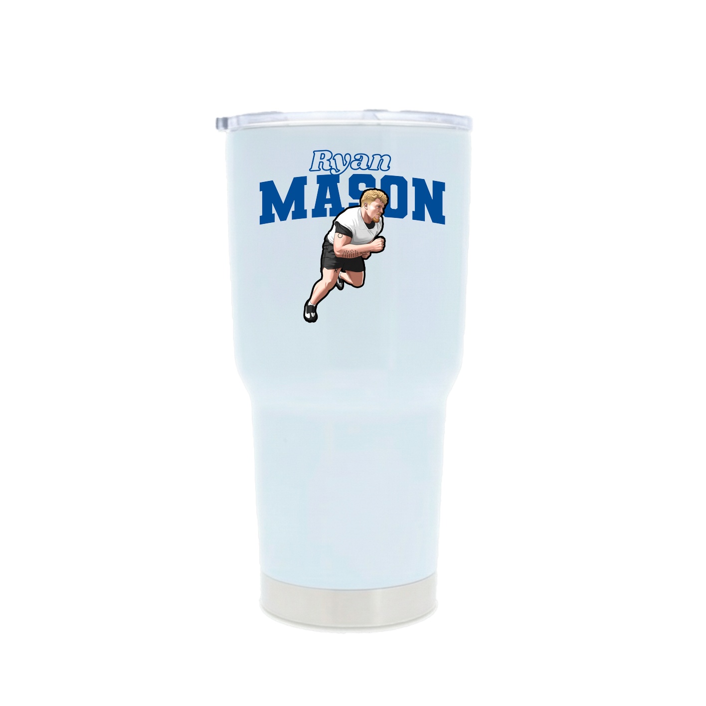 30oz Stainless Steel Tumbler — Name Arch in White