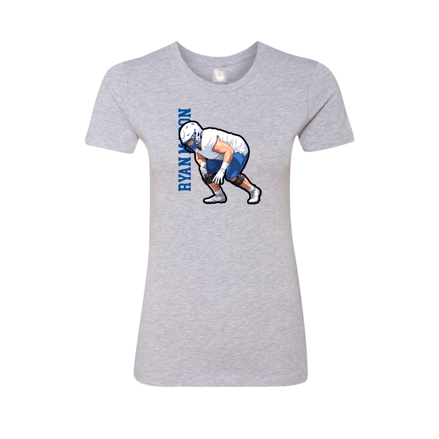 Fitted Women's Tee — Name Vertical in Grey