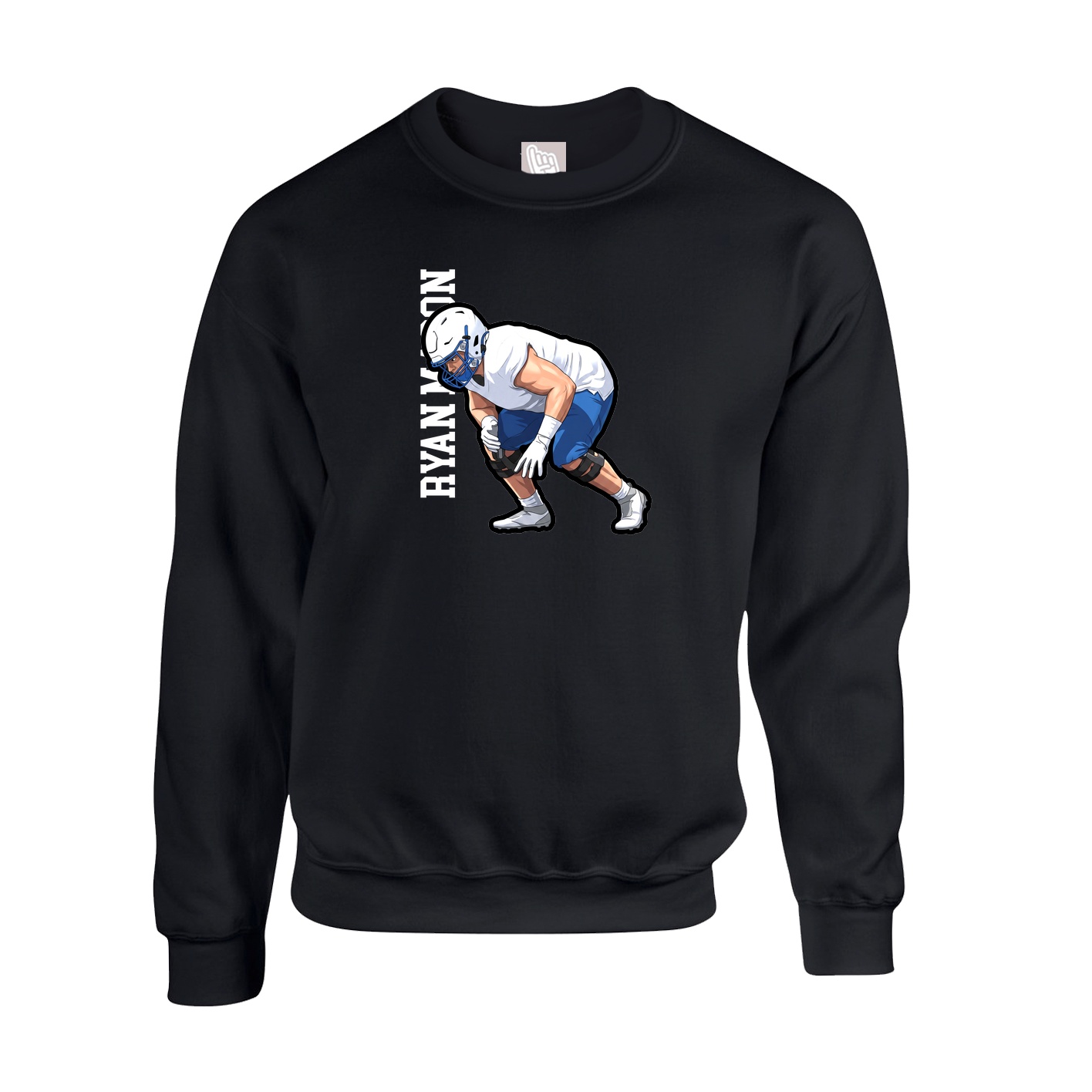 Fleece Crew — Name Vertical in Black