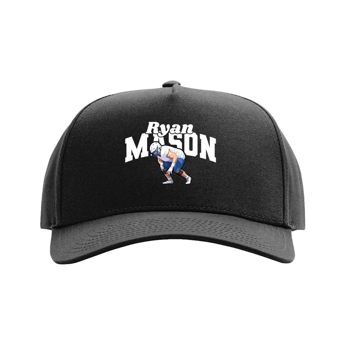 Full Fabric Five-Panel Champ Cap — Signature Arch in Black