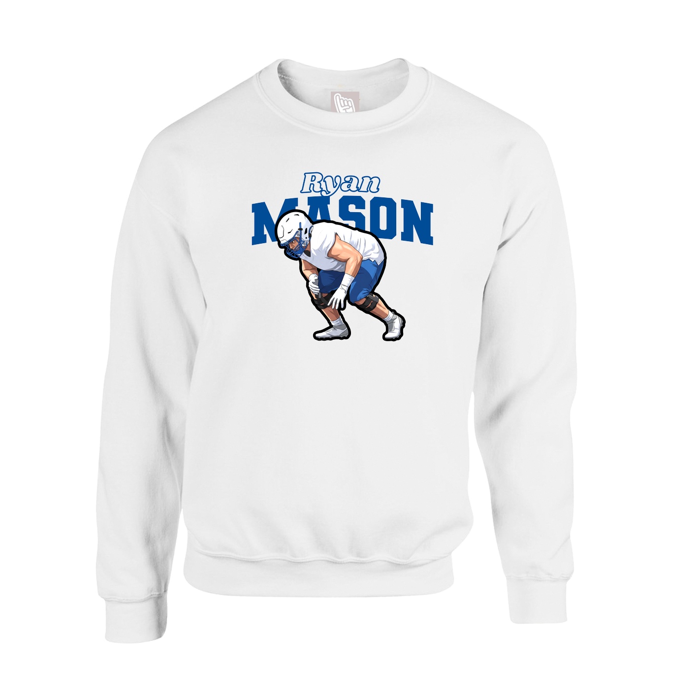Fleece Crew — Name Arch in White