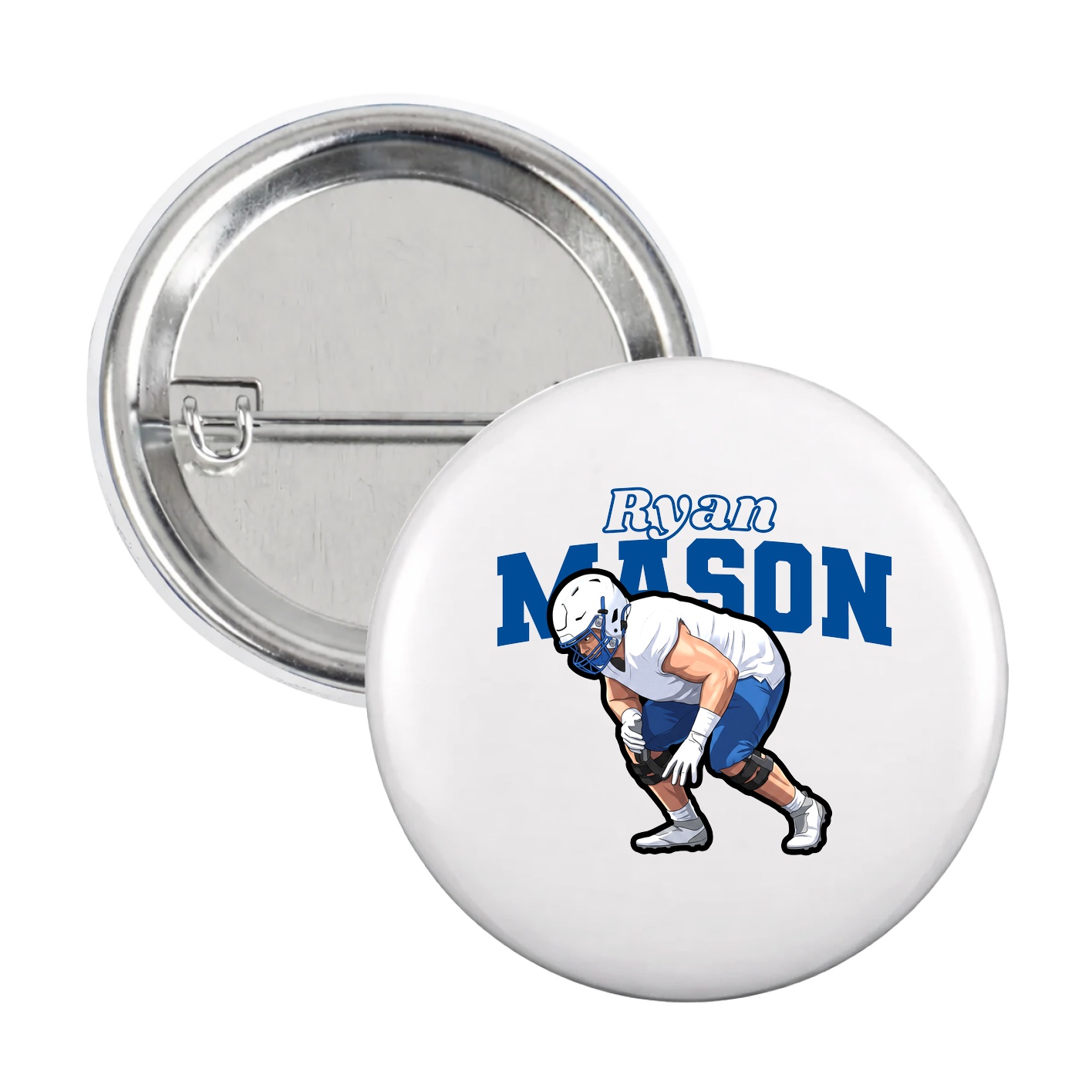 Game Day Button — Name Arch in White