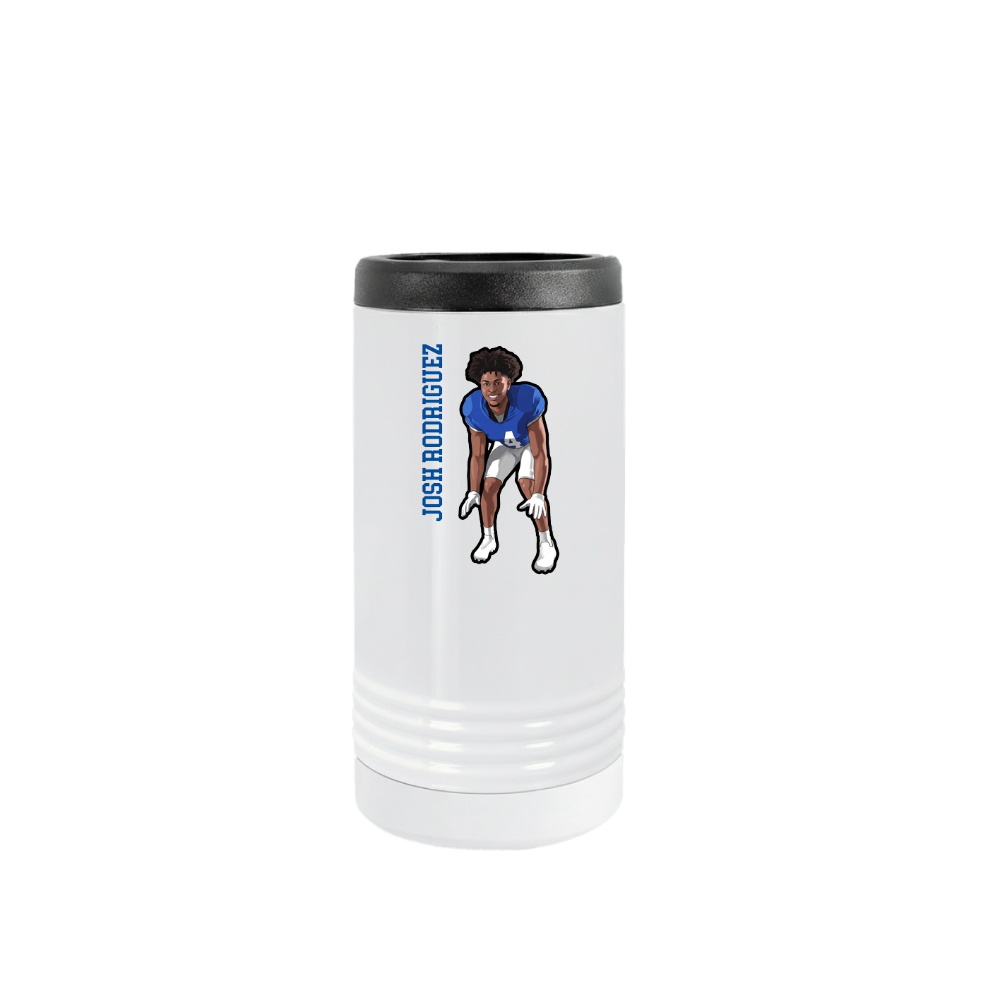 Slim Beverage Holder — Name Vertical in White