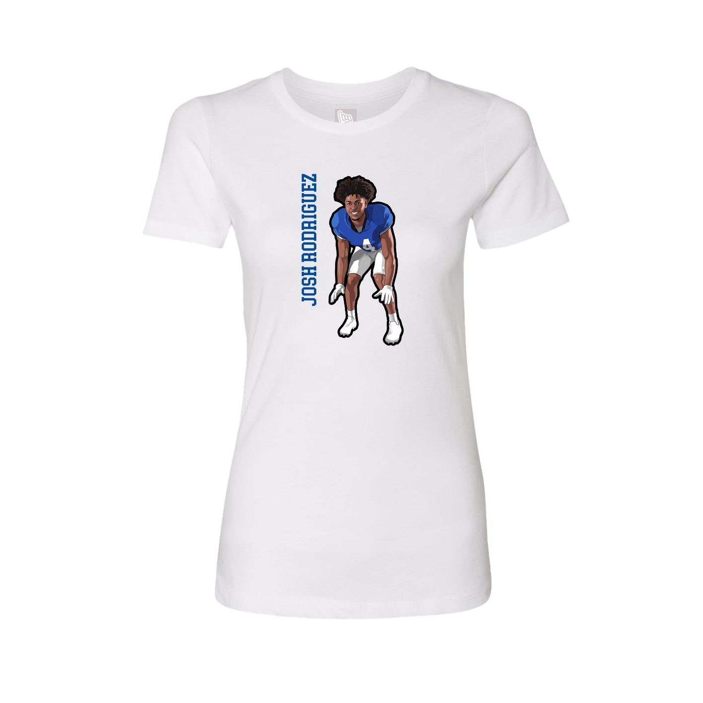 Fitted Women's Tee — Name Vertical in White