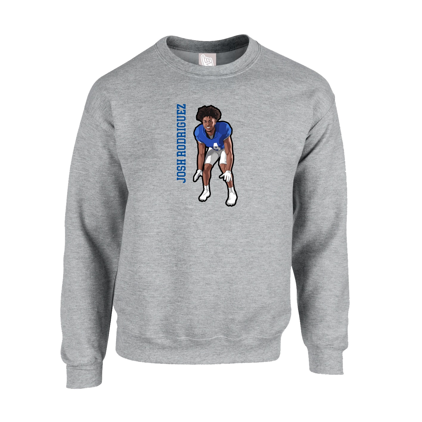 Fleece Crew — Name Vertical in Grey