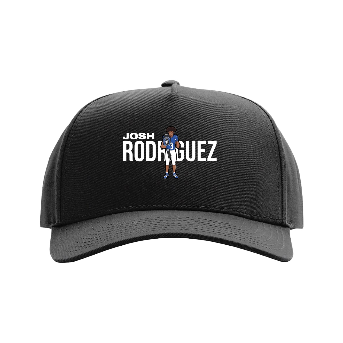 Full Fabric Five-Panel Champ Cap — Player Name in Black